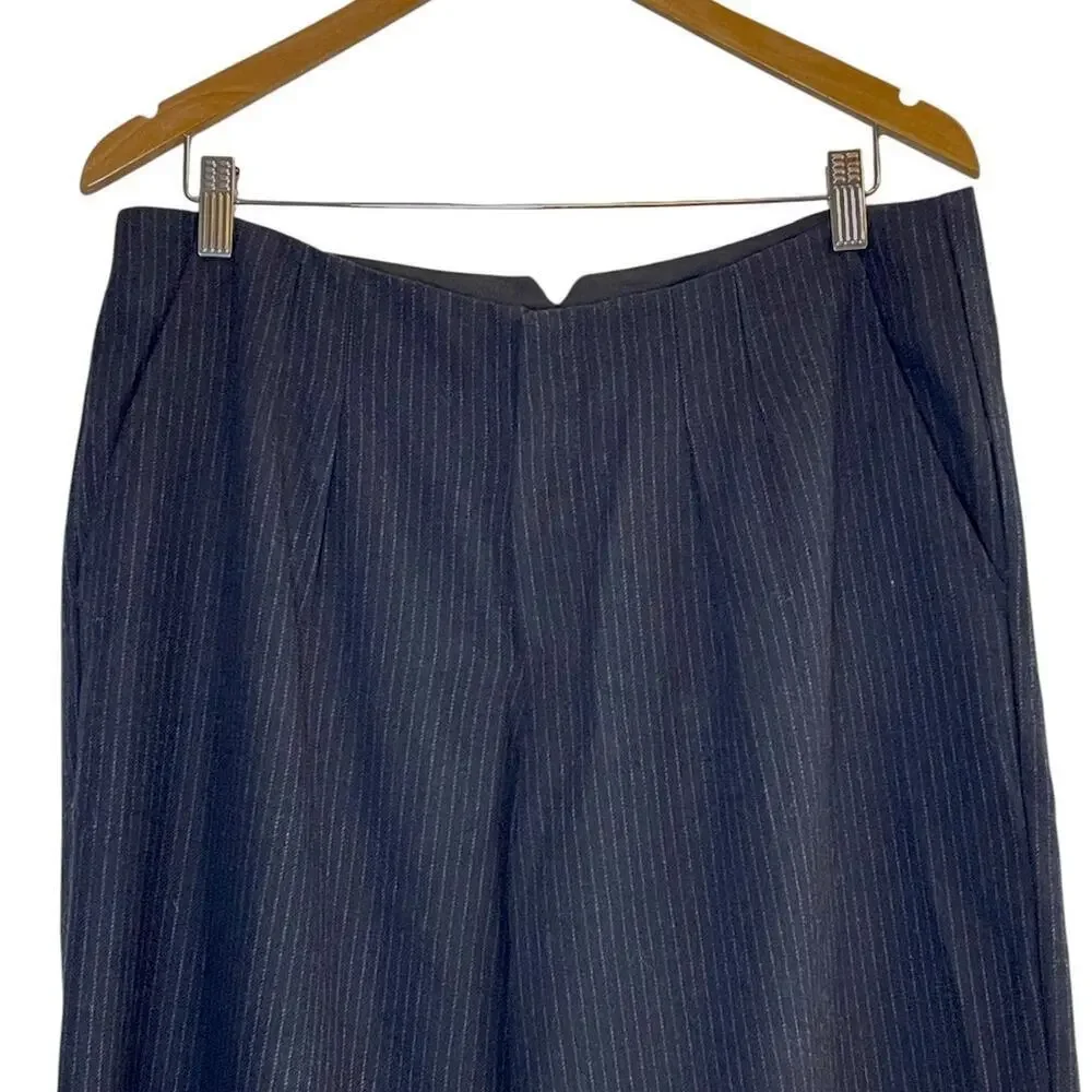 Free People Bond Low Rise Pinstripe Trousers Navy Size 12 NWOT